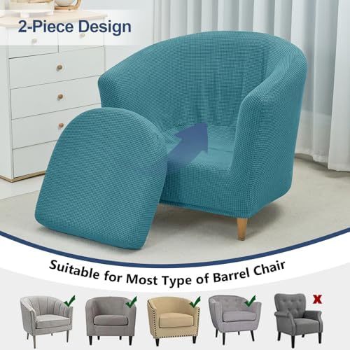 NILUOH Club Chair Slipcover 2-Piece Stretch Barrel Chair Covers Jacquard Tub Chair Slipcovers Soft Armchair Sofa Covers for Living Room