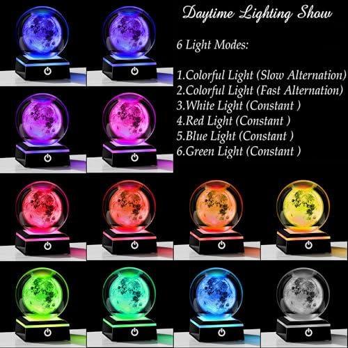3D Moon Crystal Ball Planet Space Decor Astronomy Science Gift Lamp