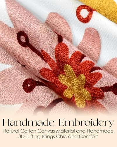 Canvas Embroidered Narrow 13"x 60" Table Runner, Colorful Flower