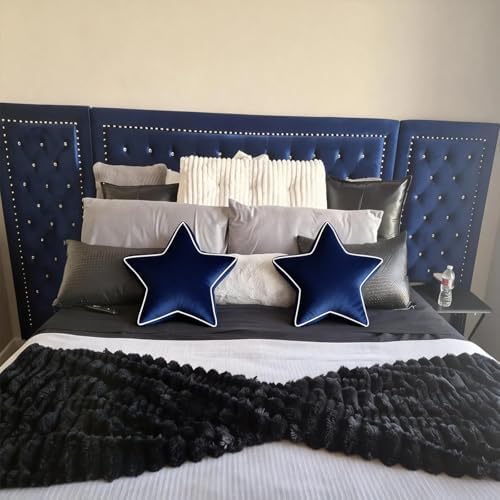 Star Pillow - 22" Large Star Shaped Throw Pillow, Decorative Floor Cushion, Accent Pillow for Sofa, Couch & Bedroom, Navy