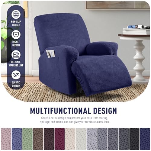 KinCam Oversized Recliner Chair Covers, Reclining Cover, Dark Blue