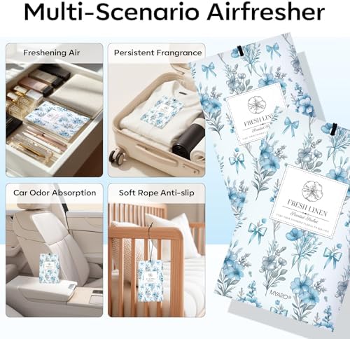 MYARO 20 Pack Linen Scented Sachets, Closet Deodorizer Car Air Freshener