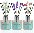 Reed Diffuser Set of 3, Lavender, Rose, Vanilla Aromatherapy Oil Diffusers for Bedroom, Living Room, Office, Gift & Stress Relief, 50ml x 3