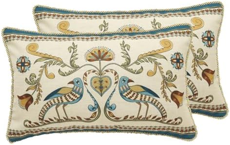patdrea French Vintage Rectangular Throw Pillow Cover,12"x20",Set of 2