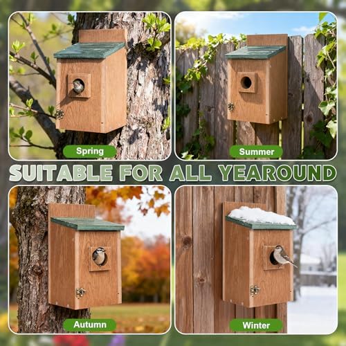 Gtongoko Recycled Plastic Bluebird Houses for Outside 1-1/2" Entrance Green