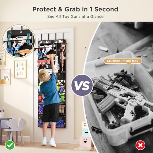 Mefirt Over the Door Storage for Nerf Guns, Hanging Toy Blasters Organizer