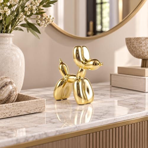Gold Balloon Dog Decor,Gold Room Decors,Balloon Animal Preppy Room Shelf Decor,Cute Statue Home Decors,Bedroom Modern Sculpture Desk Decoration,Golden Decorations Figurines