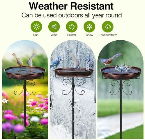 Daoeny 35In Metal Bird Bath for Outside, Vintage Freestanding Birdbaths & Birdfeeder, Bird Baths Feeder Bowl for Outdoors Garden Patio Yard Lawn Decor, Upgraded 5-Pronged Base (Antique Bronze)