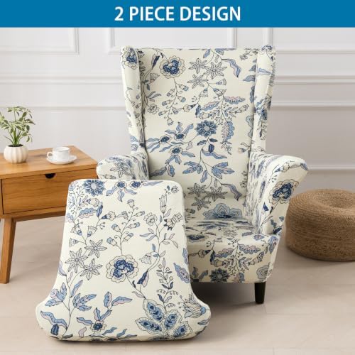 HZDHCLH Wingback Chair Slipcovers 2 Piece Velvet Stretch Washable Cover