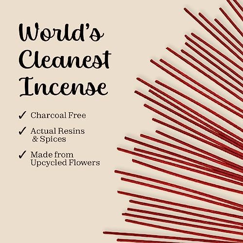 Natural Sandal Rose Incense Sticks - for Meditation, 40+Pack, Charcoal-Free