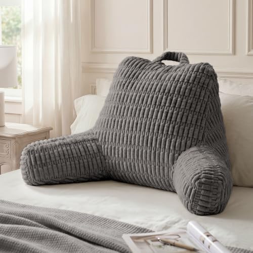 Blissful Diary Reading Pillow for Bed, Back Pillow Sitting Up, Dark Gray