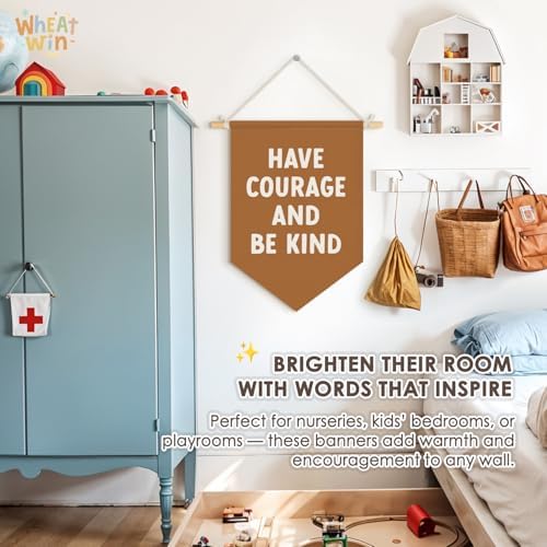 Classroom Motivational Have Courage and Be Kind Wall Hanging Pennant Flag Banner, Inspirational Wall Decor for Kids Toddler Nursery Bedroom Playroom 15x11 Inch