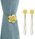 Lewondr Magnetic Curtain Tiebacks, Flower Vintage Curtain Holdbacks, Gold