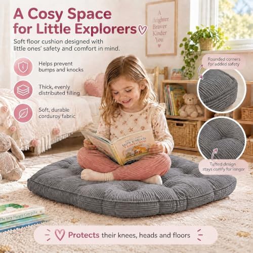 TOPCHANCES Large Corner Floor Cushion 39"x39", Ultra Soft Non-Slip Kids Floor Pillow for Playroom, Reading, Yoga & Meditation