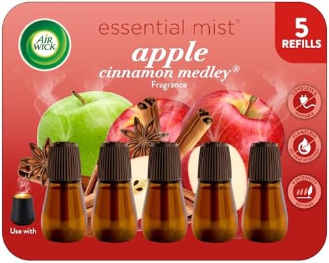 Air Wick Essential Mist Diffuser Oil Refill Apple Cinnamon Medley, 5ct