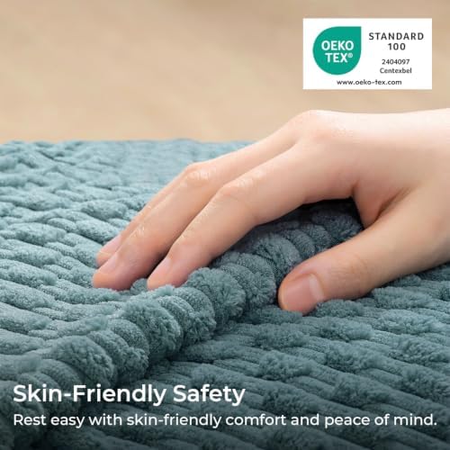 Kevin Textile Soft Corduroy 26x26 Inch Pillow Covers 2 Pack, Blue Grey