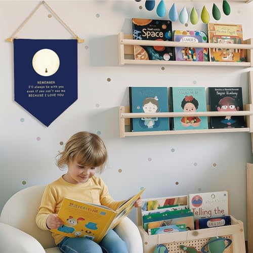 Blue Lnspired Canvas Flag Wall Art,Poster for Kids Room,Blue Nursery Decor for Baby Boy or Girl,Hanging Banner Wall Decor for Bedroom Playroom Reading Nook Home School