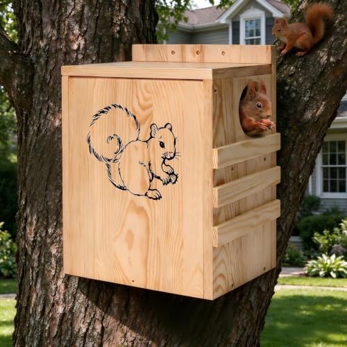 Large Squirrel Houses for Outside, Squirrel Nesting Box with Predator Guard