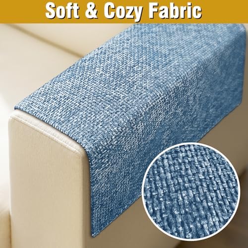 Couch Arm Covers, Sofa Arm Covers, Waterproof Armrest Cover for Sofa, Armchair, Loveseat, Non-Slip Recliner Arm Cover, Headrest Cover, Arm Chair Covers Set of 2 (Sapphire, 24"×20")