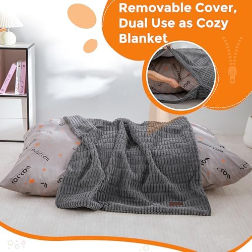 MAXYOYO Kids Bean Bag Chair, 3 in 1 Convertible Bean Bag Sofa with Removable Cover for Children, Soft Floor Lounger with Supportive Shredded Foam Filling, Floor Cushion Chair for Living Room, Playroom