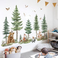 wondever Mountain Tree Wall Decals Forest Animals Bear Deer Wall Stickers