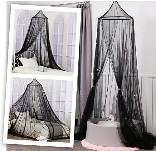 South to East Black Bed Canopy for Kids with Glowing Stars, Gitf for Kid