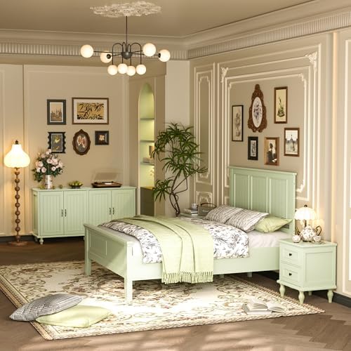 Wood Full Size Headboard Only with Farmhouse Style, Wall-Mounted , Green