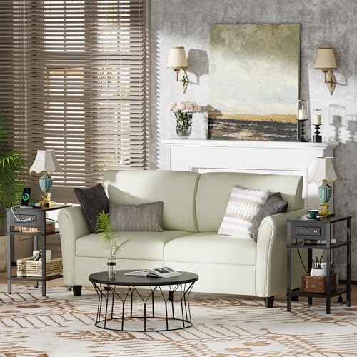 Creso hom Side Table with Charging Station, End Tables Living Room
