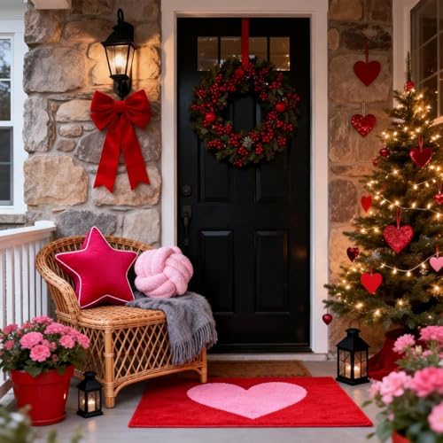 Star Pillow - 22 Inches Decorative Throw Pillows Floor Cushion Large Accent Pillow for Sofa Bed Couch Bedroom Red