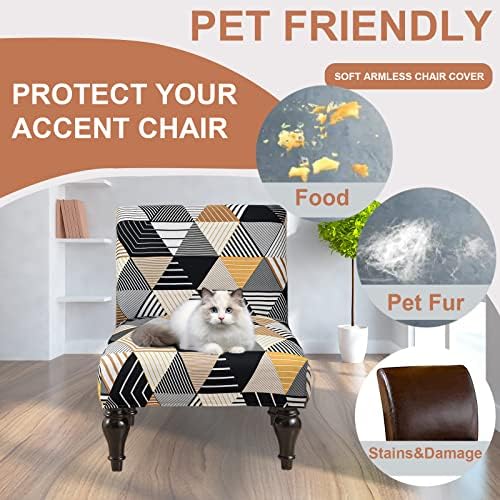 Eco-Ancheng Armless Chair Slipcover Removable Armless Accent Chairs Covers Washable Armless Slipper Chair Slipcover Printed Armless Chair Furniture Protector Covers for Living Dining Room Hotel