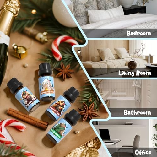 Soulorigin Holiday Essential Oils Set, Fragrance Oil Set for Diffuser, Scent Diffuser Oil for Candle Making-Vanilla Cinnamon Cookies, Caramel Apples, Gingerbread, Fir Cedar, Orange Cloves, Mulled Wine