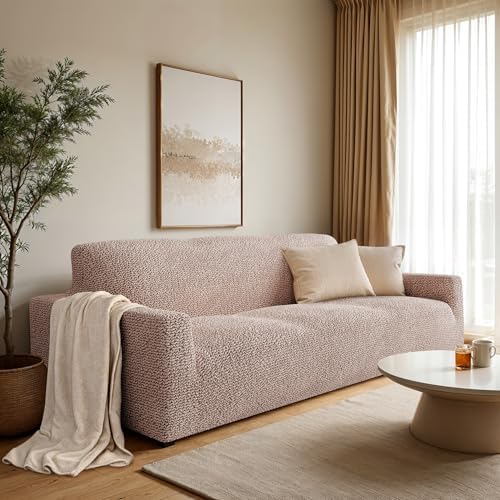 PAULATO Premium Stretch Couch Covers for Sofa - Sofa Chair Cover Washable, Dogs & Pets Friendly - Elastic Polyester Loveseat Slipcovers - Non-Slip Love Seat Couch Covers - Blush Taupe (64"-85" Wide)