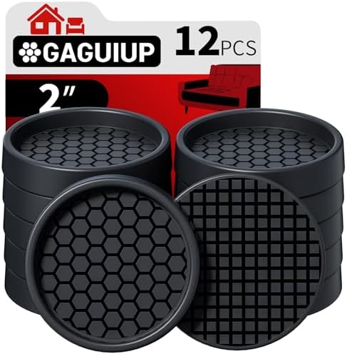 Non Slip Furniture Pads for Hardwood Floors - 12PCS 2" Caster Cups, Round