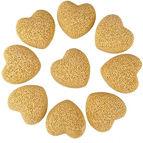 rockcloud 10 PCS 0.9" Yellow Lava Rock Stone Heart Shape Pocket Stones