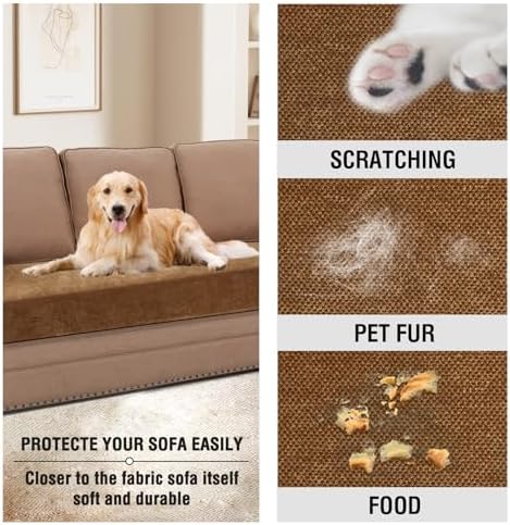 H.VERSAILTEX Loveseat Slipcovers for 2 Cushion Couch Stretch Mixed-Color Chenille Couch Cover for Dogs Washable Thick Soft Couch Cushion Covers for Sofa(2 Seater Loveseat Cushion Cover,Caramel)