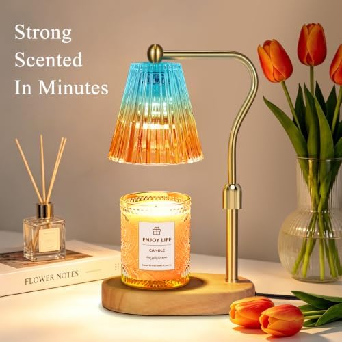 seenlast Blue Red Candle Warmer Lamp with Timer Dimmer Adjustable Height,Mothers Day Gifts,Electric Wax Warmer Vintage Home Decor for Scented Jar Candles,Birthday Gifts for Women