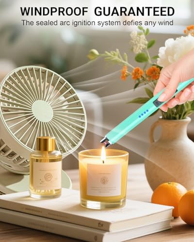 FUKKUDA Electric Candle Lighter, Rechargeable USB Arc Lighter for Candles, Fireplace, Camping BBQ, Christmas Stocking Stuffers, Birthday, Valentines Day and Easter Gifts for Women Men (Tiffany Blue)
