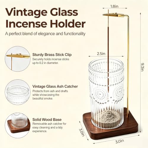 Incense Holder for Sticks, Vintage Glass Incense Burner