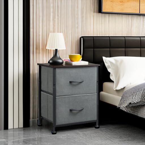 Somdot Night Stand with 2 Drawer, Small Nightstand End Table, Bedside Table