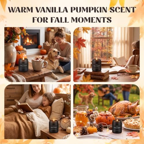 Auelife Fall Candle, Vanilla Pumpkin Scented for Home, Soy Wax