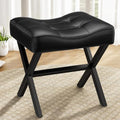 Memobarco 18-Inch Large Leather Vanity Stool Chair, Black Makeup Stool