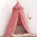 SmoothNovelty Gingham Plaid Bed Canopy, Red White, Round