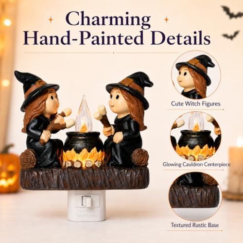 Dlfghos Halloween Witch Campfire Nightlight Witch Flickering Night Light