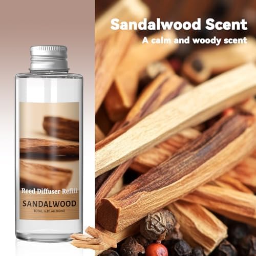 SCENTORINI Reed Diffuser Oil Refill Set, Sandalwood Diffuser Oil 6.76 Fl Oz