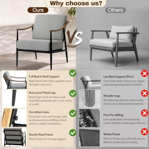 RNKSFX Modern Accent Chairs Set of 2 for Living Room Bedroom Mid Century Arm Chairs Upholstered Office Accent Chairs Comfy Waiting Room Chairs with Metal Frame, Grey