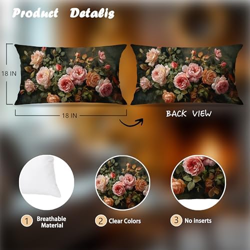 Vintage Floral Rectangle Pillow Throw Cover 20x12 Decor, Shabby Chic Rustic Cottagecore Decorative Throw Pillow Covers Double-Sided Set of 2