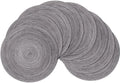 SHACOS Round Braided Placemats Set of 8 Round Table Mats for Dining Tables Non Slip Washable (Black Gray, 8)