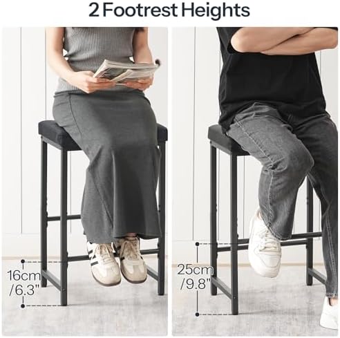 HOOBRO Bar Stools,25.4" Saddle Stools with PU Upholstery, Counter Height Stools with Footrest, Kitchen Breakfast Chairs, for Dining Room, Cafe, Bar, Black BB23BY01