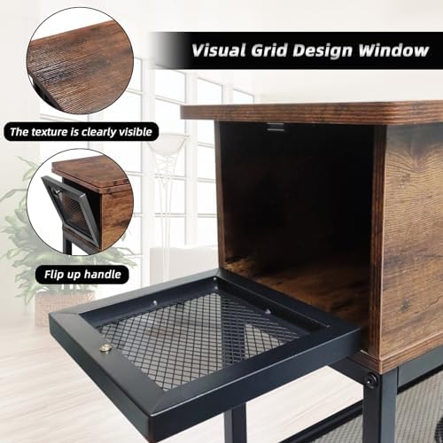 End Tables with Charging Station Set of 2, Flip Top 8.4" Super Deep Drawer