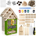 2 Set Bug Hotel Kit DIY Insect Hotel Lady Bug House for Garden DIY Cedar Wood Craft for Butterfly, Ladybird, Beneficial Insect Habitat Mason Bee House, 13.6 x 10.8 x 2.8 Inch(A)